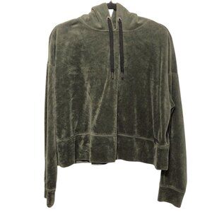 Calvin Klein Performance Olive Green Velour Hoodie Sweatshirt M